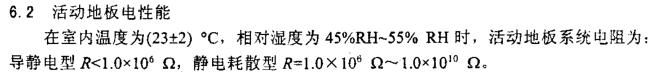 J/T 10796-2001 防靜電活動地板通用規(guī)范6.2中活動地板系統(tǒng)電阻要求